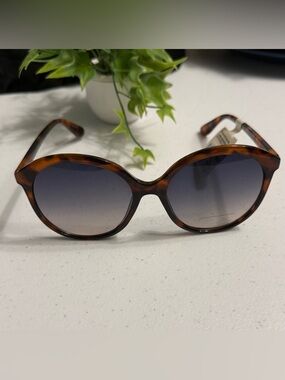 A New Day Tortoiseshell Round Sunglasses with Gradient Blue Lenses